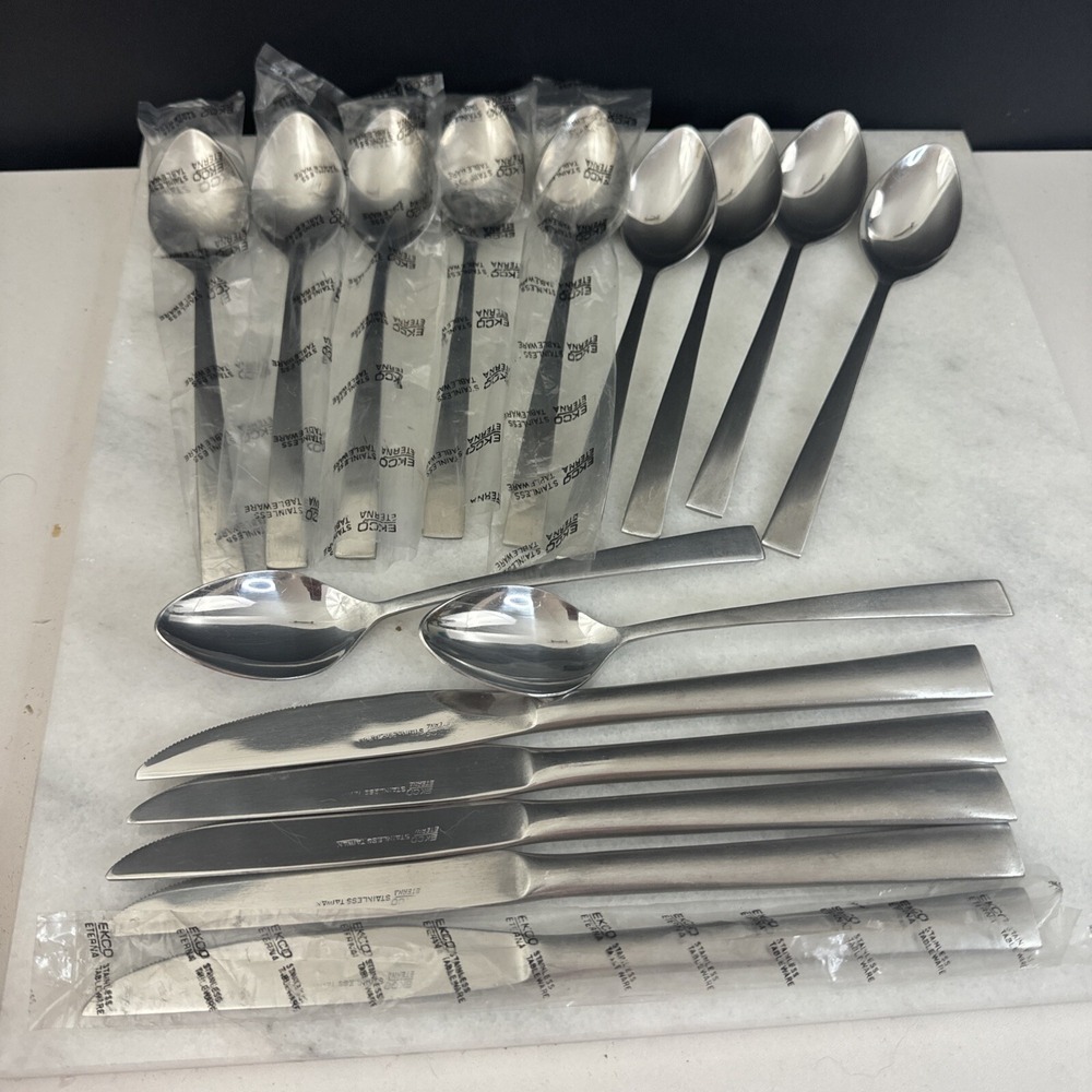 16 Piece Vtg ekco eterna stainless taiwan 11 Spoons 5 Knives